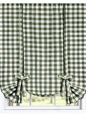 Buffalo Check Plaid Gingham Custom Fit Farmhouse Window Curtain Tie Up Shades